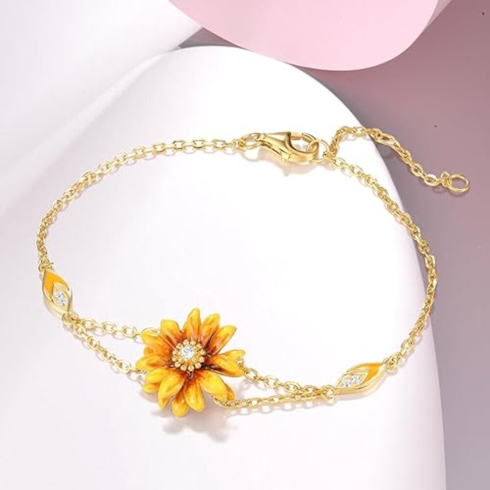 Neiman Marcus Yellow Daisy 925 Sterling Silver Bracelet